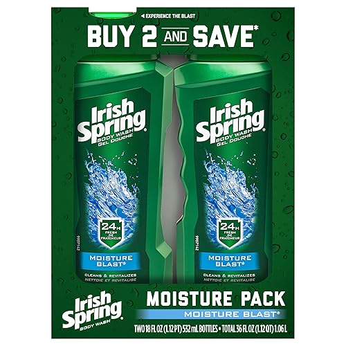 Irish Spring Moisturizing Men's Body Wash Shower Gel, Moisture Blast - 18 Fluid Ounce (2 Pack) Beauty & Personal Care Irish Spring