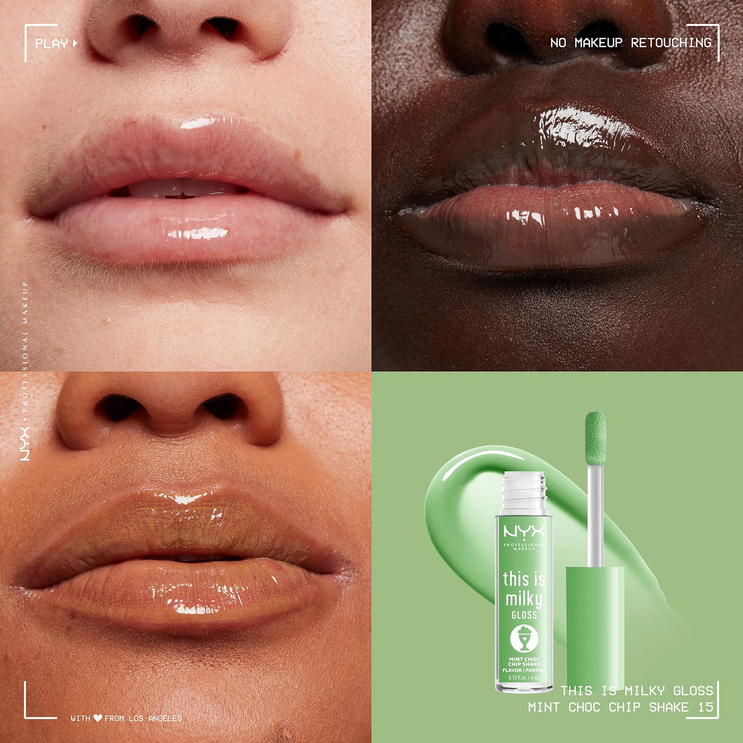 NYX PROFESSIONAL MAKEUP This Is Milky Gloss, Lip Gloss with 12 Hour Hydration, Vegan - Mint Chocolate Chip Shake (Mint Green) Beauty & Personal Care NYX PROFESSIONAL MAKEUP