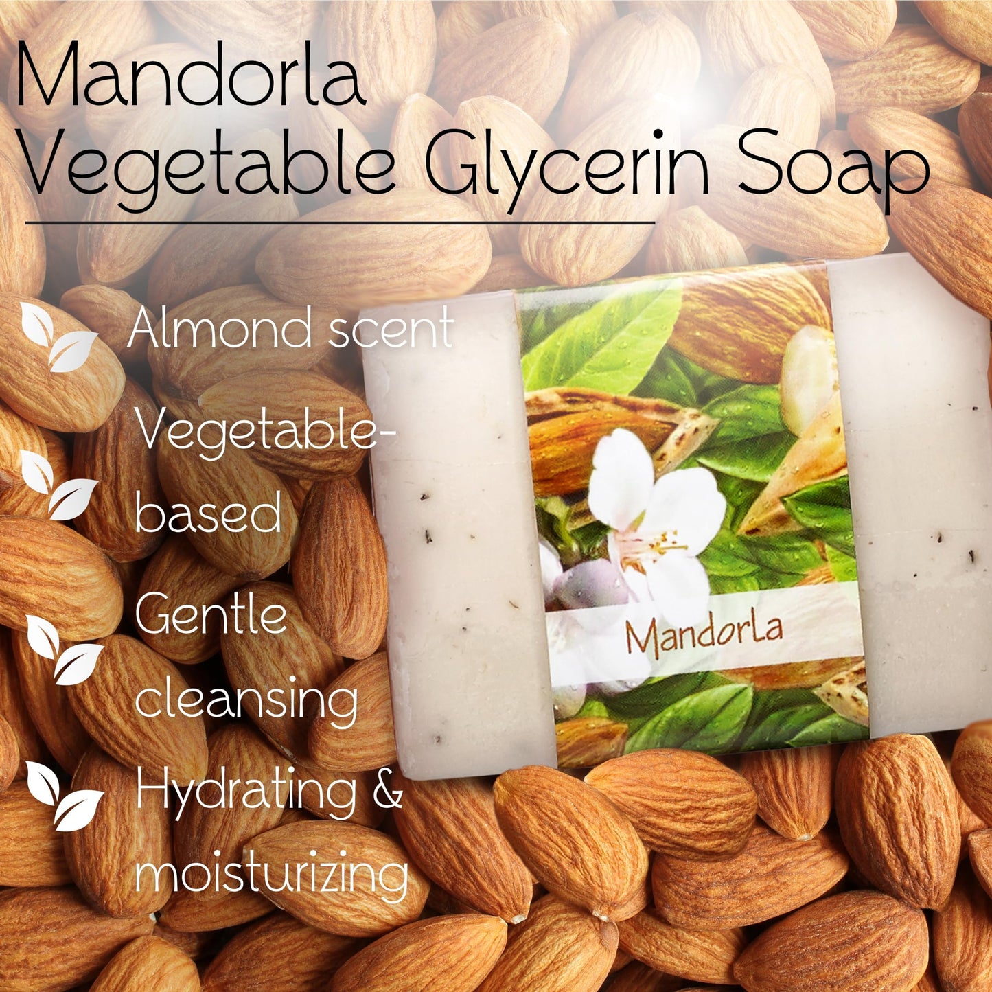 Nabila K Mandorla Glycerin Bar Soap | Sweet Almond Scent | Natural, Vegan, Hypoallergenic | 100% Vegetable Glycerin, Sulfate-Free, Paraben-Free | 4.5 Beauty & Personal Care Nabila K