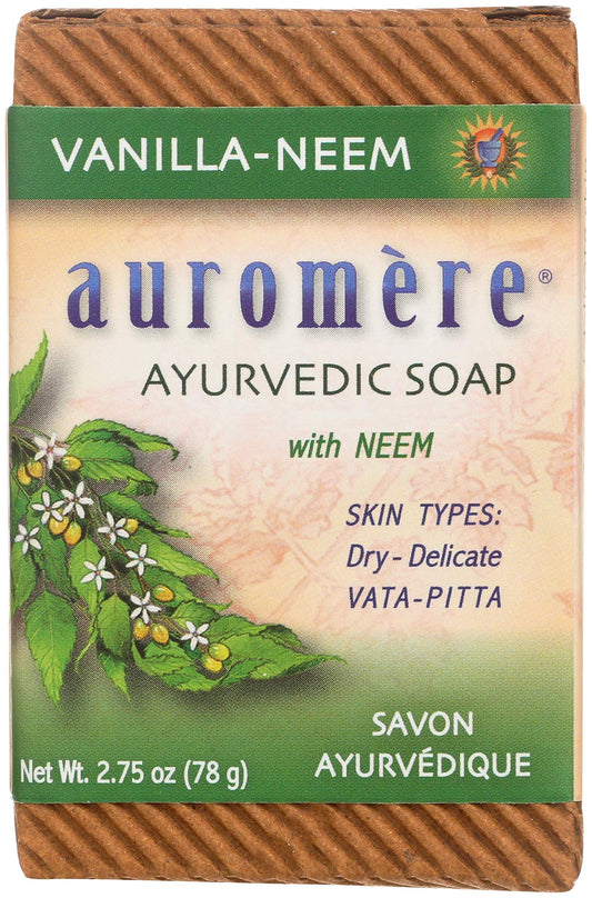 Auromere Ayurvedic Bar Soap, Vanilla Neem - Eco Friendly, Handmade, Vegan, Cruelty Free, Natural, Non GMO (2.75 oz), 1 pack Beauty & Personal Care Auromere