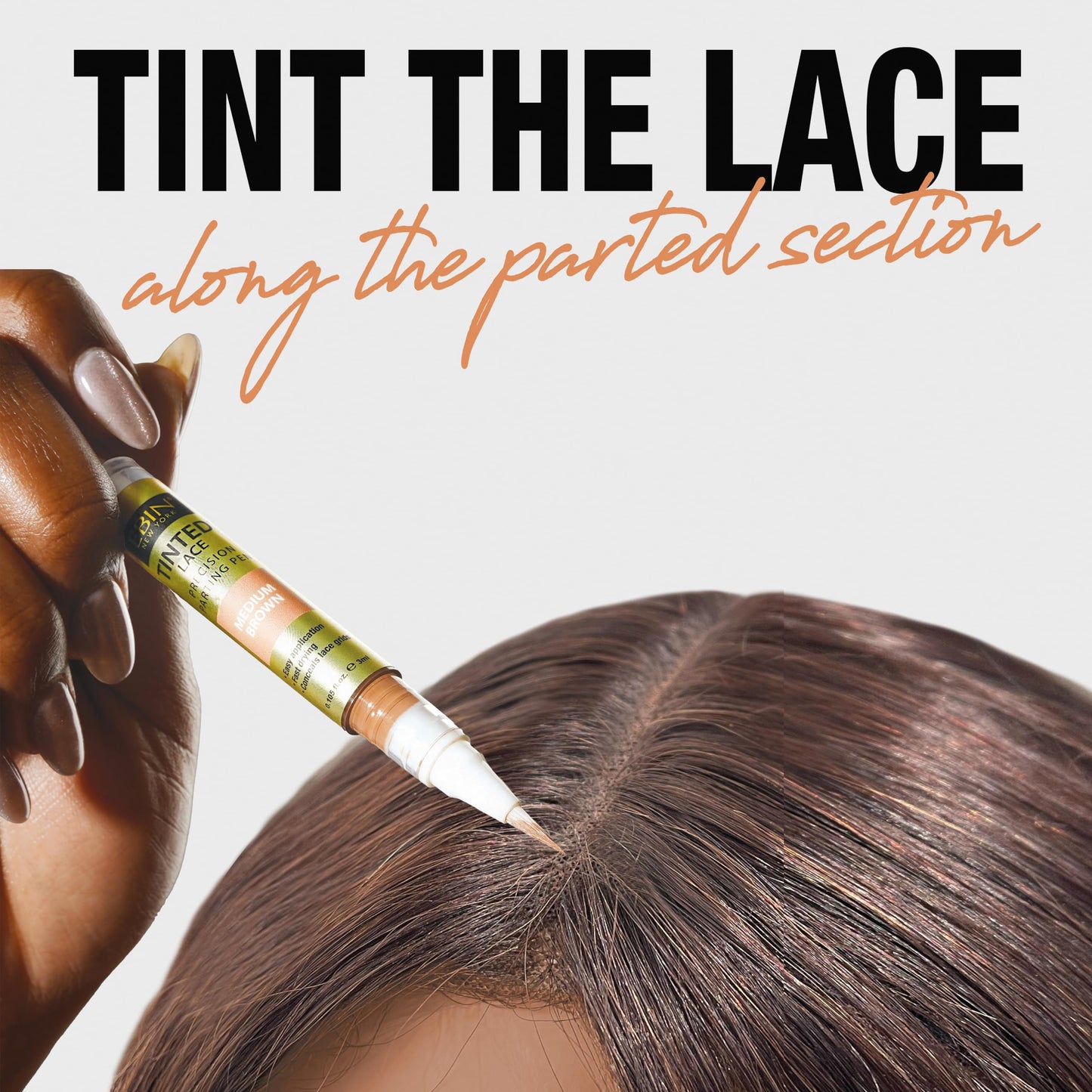 Tinted Lace Precison Parting Pen Light Warm Brown 0.105oz -Wig Lace Tint with Brush Applicatior, Easy to use, Long Lasting Formula, Blends Natural Beauty & Personal Care EBIN NEW YORK