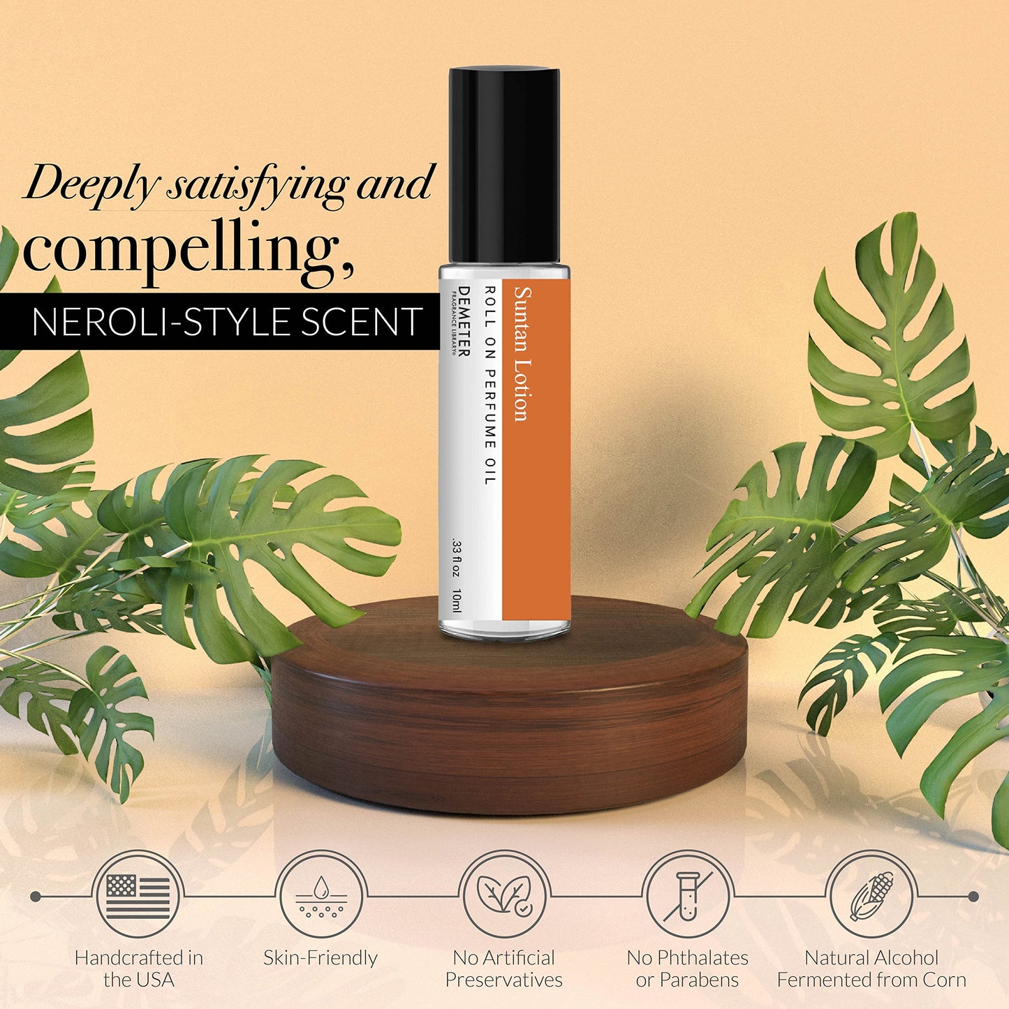 DEMETER Suntan Lotion Perfume Oil Roll on, .33 Oz, Long-Lasting Beauty & Personal Care DEMETER