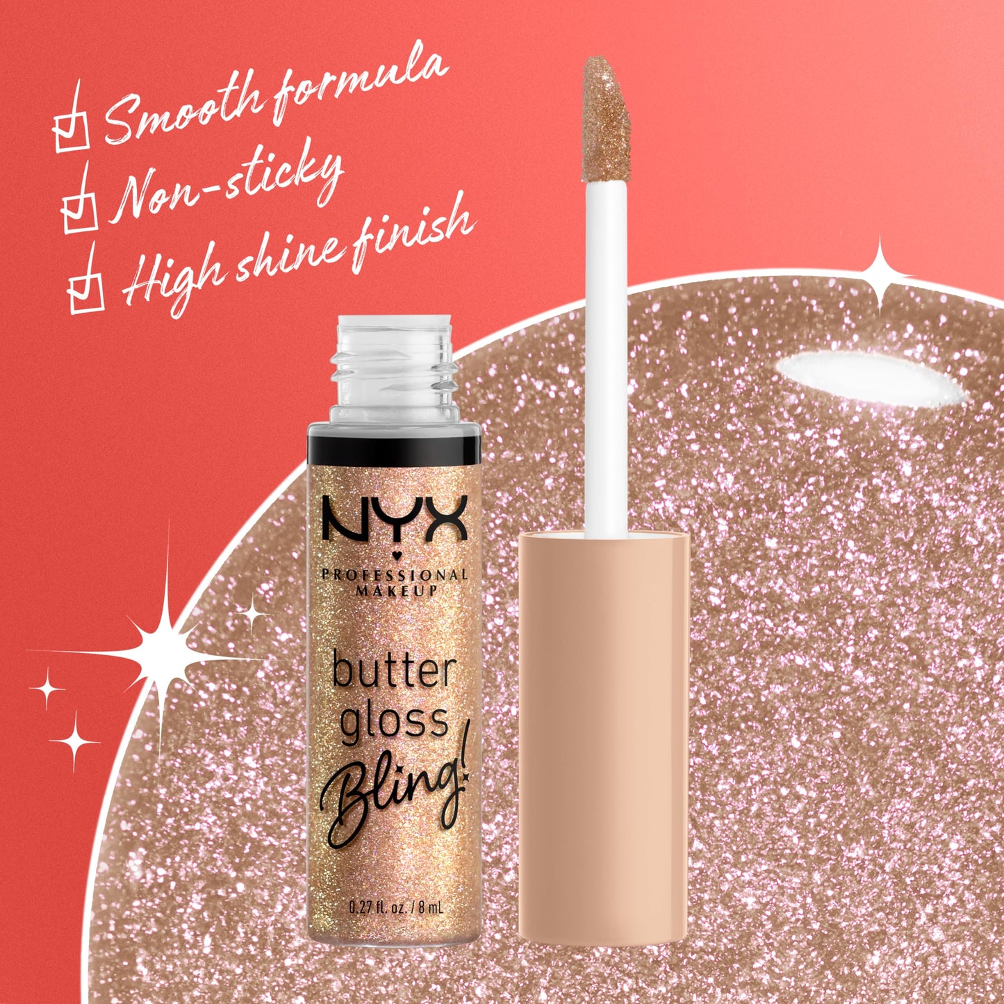 NYX PROFESSIONAL MAKEUP Butter Gloss Bling Lip Gloss, Non Sticky and Shiny Vegan Lip Makeup - Bring The Bling Beauty & Personal Care NYX PROFESSIONAL MAKEUP