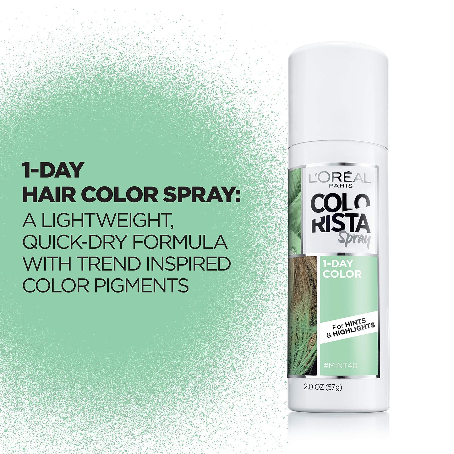 L'Oreal Paris Colorista 1-Day Washable Temporary Hair Color Spray, Mint, 2 Ounces Beauty & Personal Care L'Oreal Paris