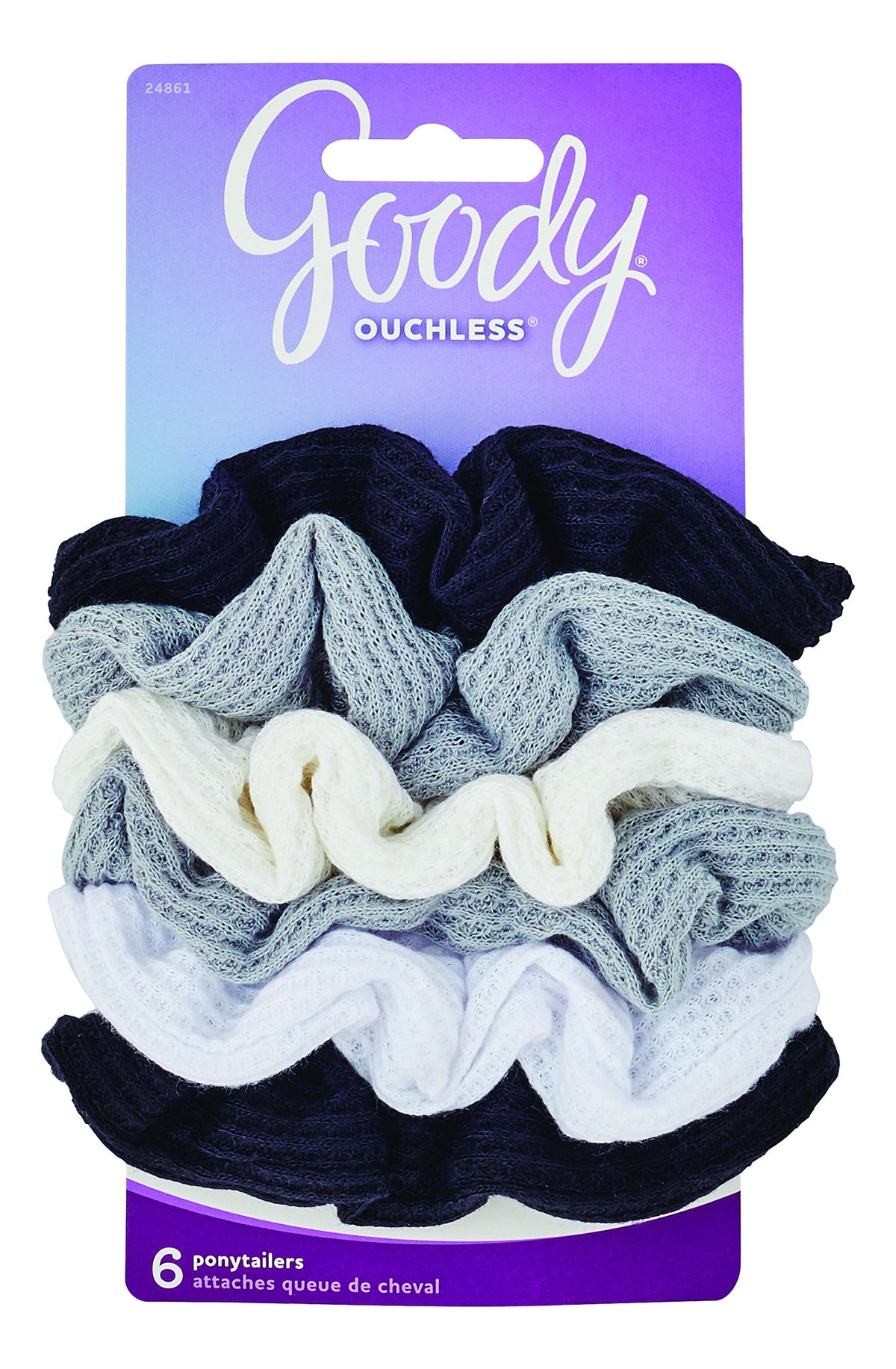 Goody Ouchless Waffle Hair Scrunchies 6 piece (Pack of 2), Colors may vary