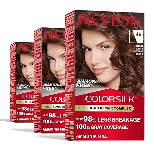 Revlon ColorSilk with Bond Repair Complex, Brown Permanent Hair Color, 100% Gray Coverage, Ammonia Free Hair Dye, Vegan Keratin, 46 Medium Golden Beauty & Personal Care REVLON