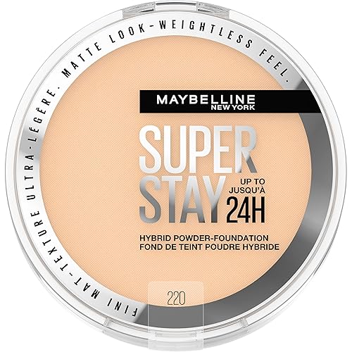 Maybelline Super Stay Up to 24HR Hybrid Powder-Foundation, Medium-to-Full Coverage Makeup, Matte Finish, 220, 1 Count Beauty & Personal Care MAYBELLINE