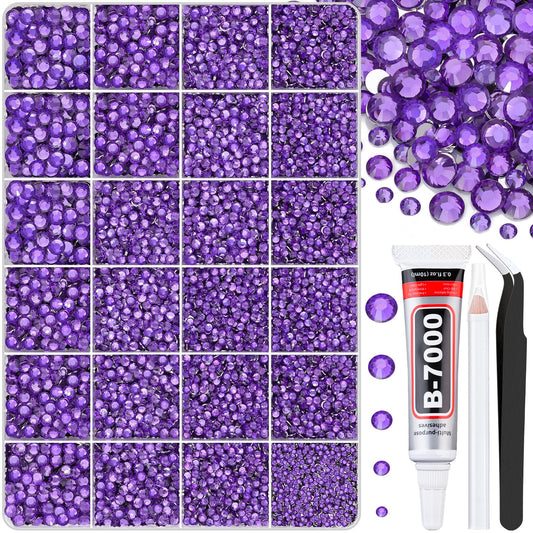 30000Pcs Dark Purple Rhinestones for Bedazzling with B7000 Jewelry Glue, Bedazzler Kit Flatback Gems, Resin Rhinestones for Crafting Crafts Clothing Beauty and Personal Care TINKRSTUFF Default Title