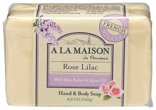 A LA MAISON Rose Lilac Bar Soap - Triple French Milled Natural Moisturizing Hand Soap Bar (1 Bar of Soap, 8.8 oz) Beauty & Personal Care A LA MAISON