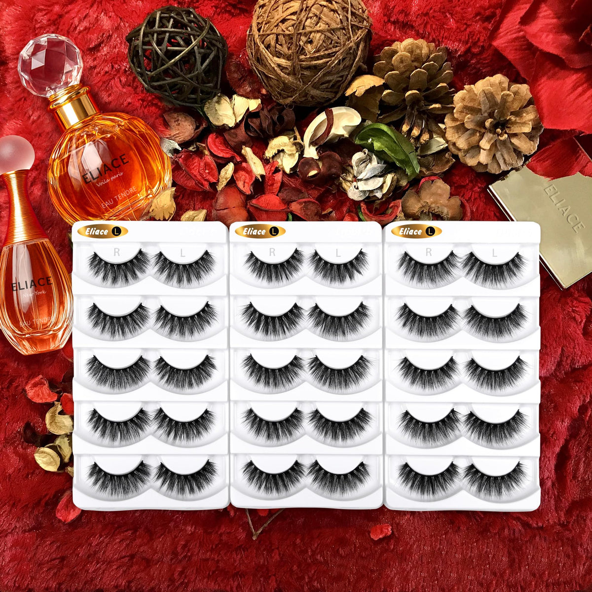 Eliace False Eyelashes Natural look 15 Pairs Fox & Cat Eye Lashes Wispy Strips, Mink Lashes Fake Eyelashes Fluffy Volume Dramatic Long Cross Wispies Beauty & Personal Care Eliace