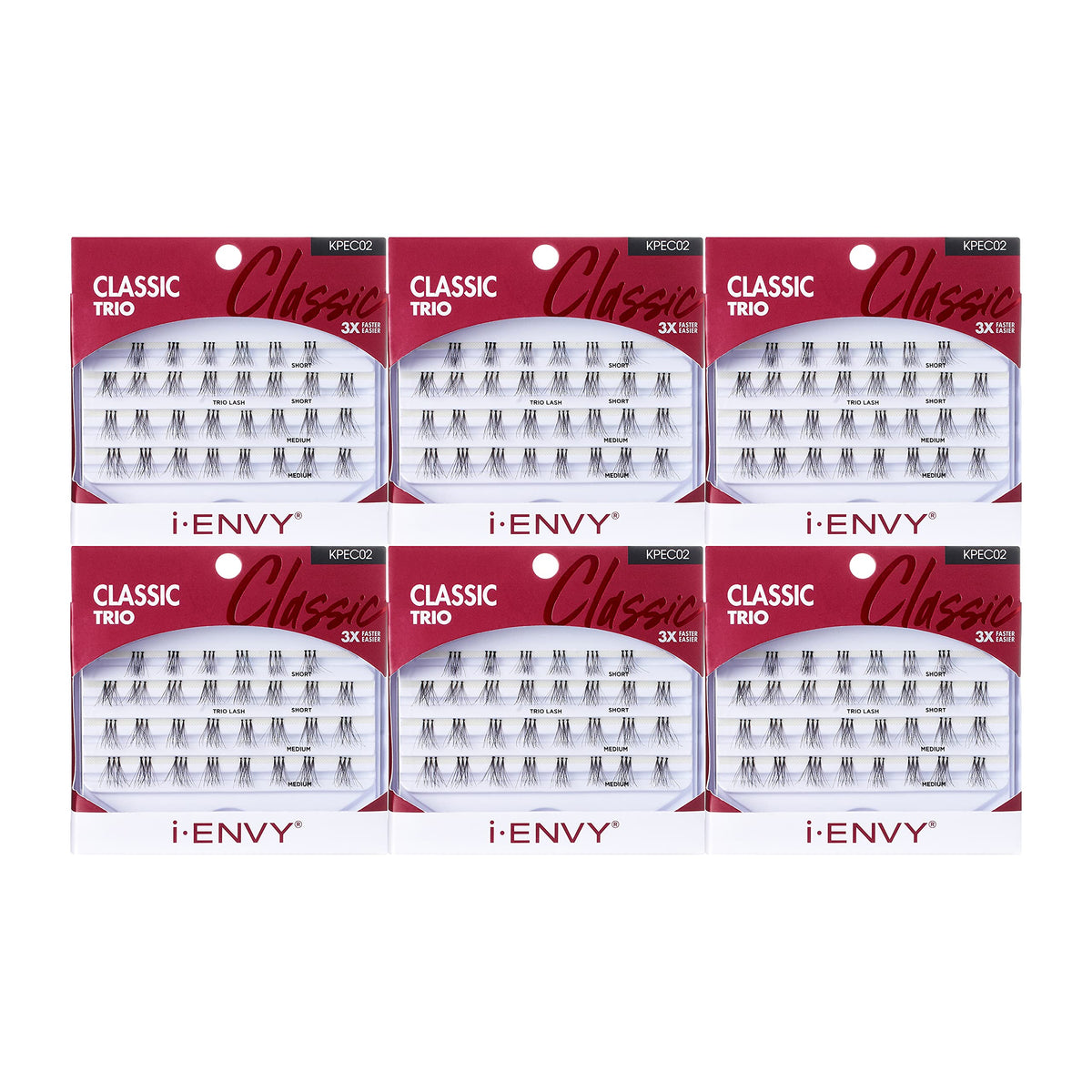 i-ENVY by KISS Trio Lash Classic Medium 30 Lashes (Pack of 6) Natural Style 3X Faster Easier Application Beauty & Personal Care i•ENVY