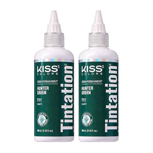 Red by Kiss Tintation Semi-Permanent Hair Color, Aloe Vera Water Based, Argan Oil, Olive Oil, Collagen & Keratin, Long-Lasting Color Dye (Hunter Beauty & Personal Care Red by Kiss