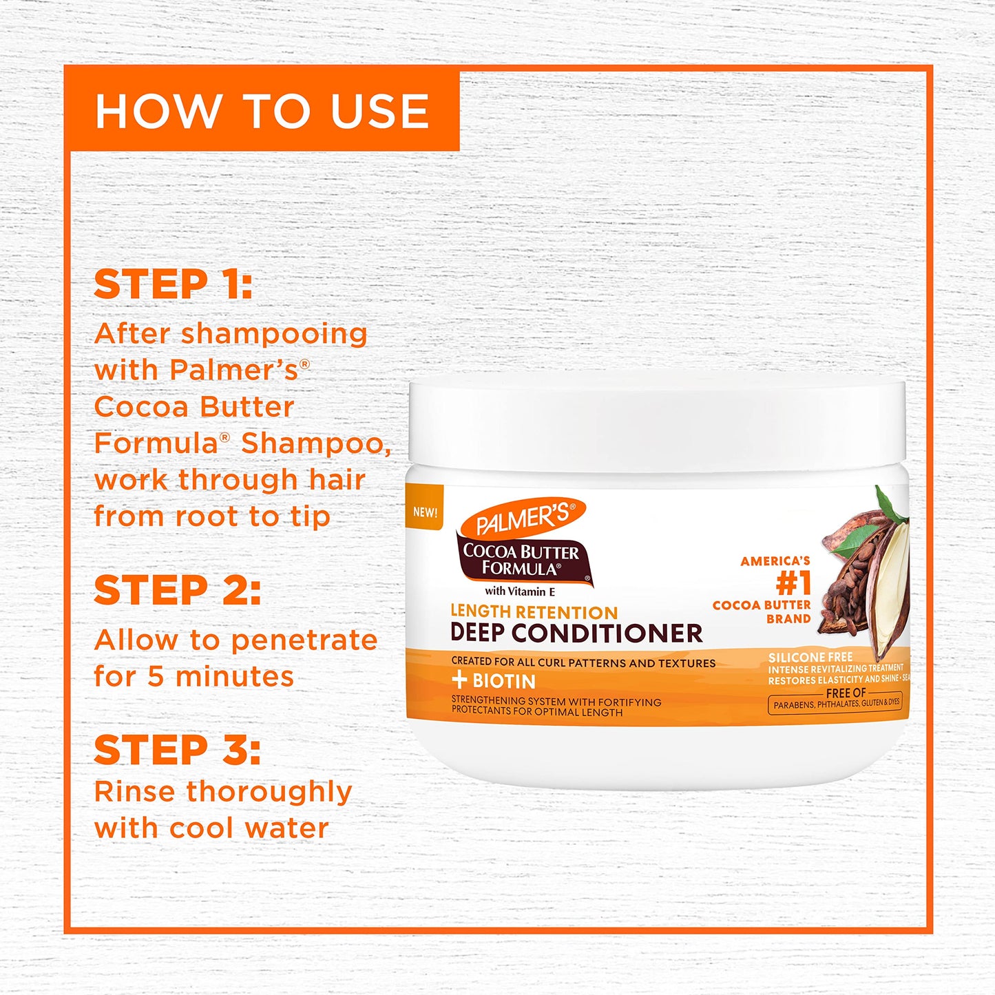 Palmer's Cocoa Butter & Biotin Length Retention Deep Conditioner, Strengthen, Nourish and Restore Elasticity and Shine, Suitable for All Curly Hair Beauty & Personal Care Palmer's