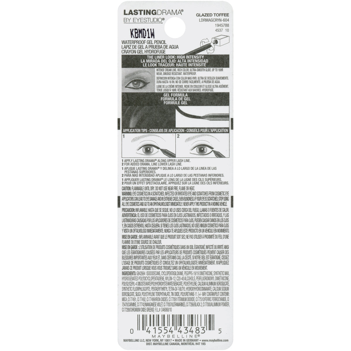 Maybelline Eyestudio Lasting Drama Waterproof Matte Gel Pencil Brown Eyeliner Makeup, Glazed Toffee, 1 Count