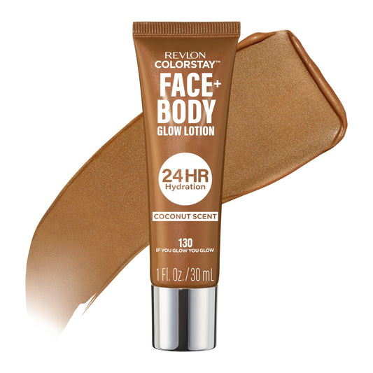 Revlon ColorStay Face & Body Glow Lotion, Hydrating Glow Moisturizer, 24HR Hydration, Illuminating Luminizing Shimmer, 130 If You Glow You Glow Beauty & Personal Care REVLON