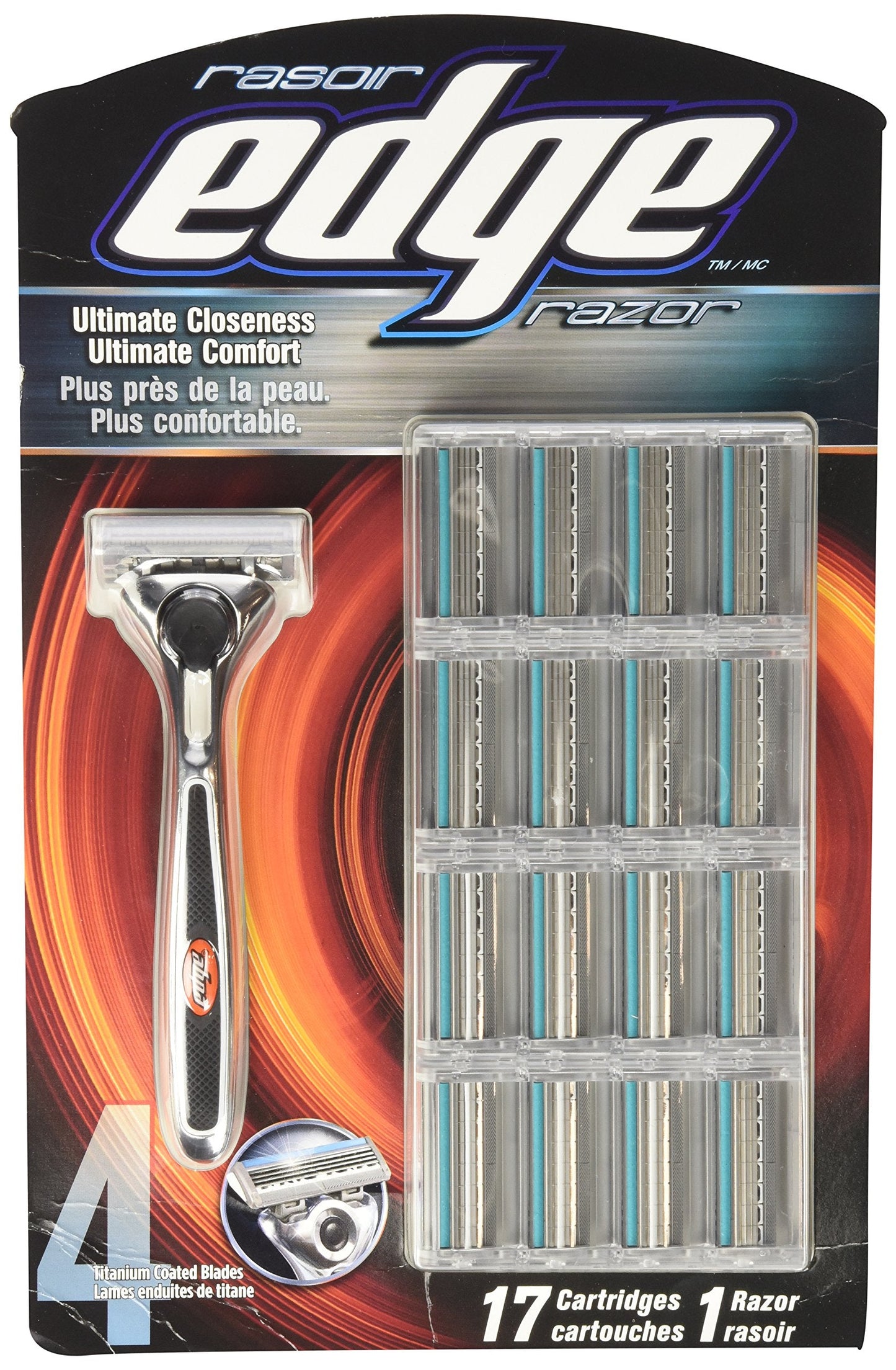 Edge 4-Titanium-Blade Razor with 17 Refills Beauty and Personal Care Edge Razor
