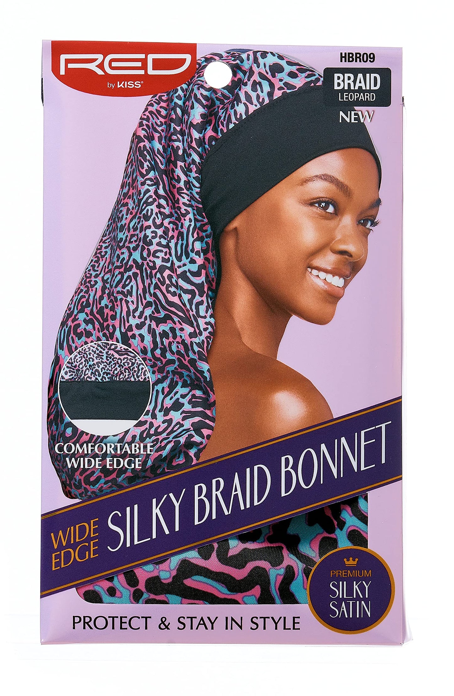 Red by Kiss Silky Braid Bonnet Wide Edge Bonnet Sleep Cap, Frizz Free Bonnet (Leopard) Beauty and Personal Care Red by Kiss