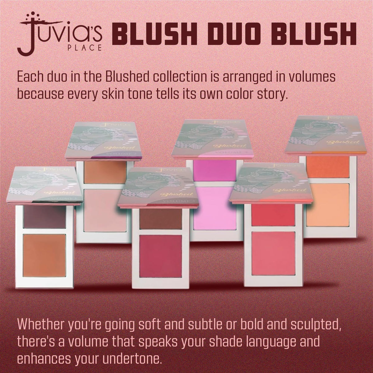 Juvia's Place Duo Blush Vol. 2, Rosy Matte Pressed Powder - All Skin Color
