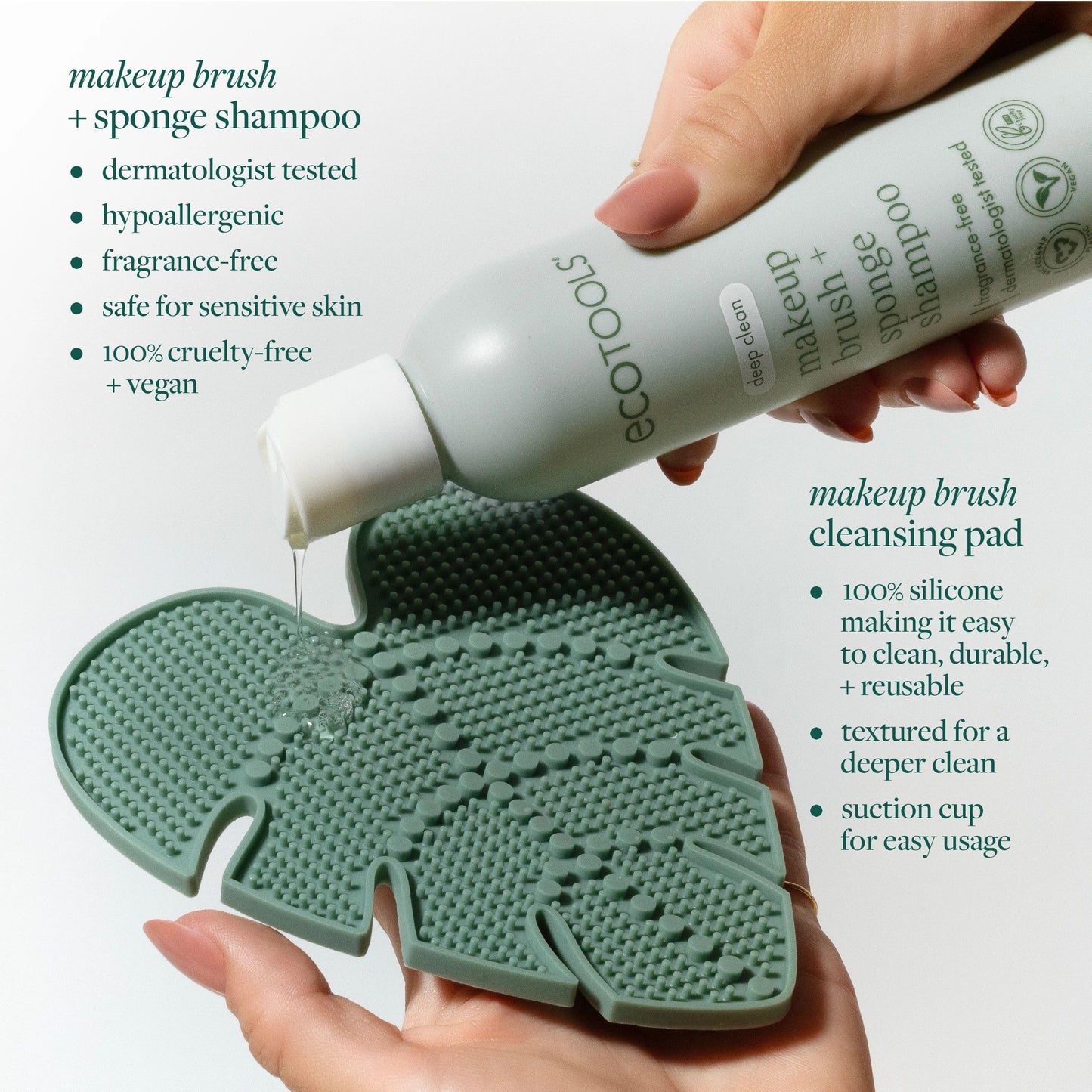 EcoTools Makeup Brush Cleansing Pad + Deep Clean Shampoo Bundle, Brush Cleaner Mat & Makeup Brush Cleanser For Deep Cleaning Tools, Clean Formula Beauty and Personal Care EcoTools