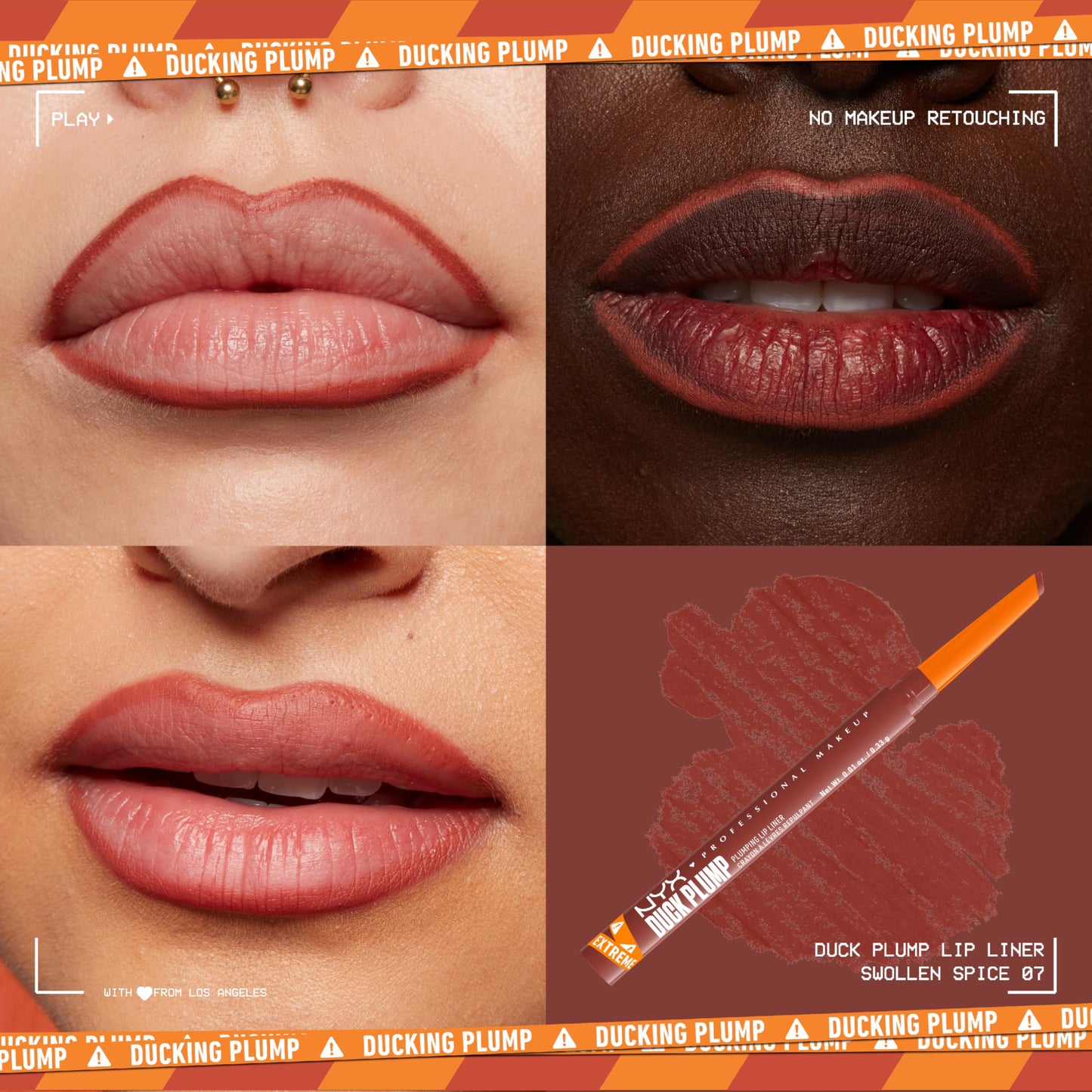 NYX PROFESSIONAL MAKEUP Duck Plump Plumping Lip Liner, Matte Pencil With Up To 10HR Wear, Swollen Spice (Warm Nude Lip Liner) Beauty & Personal Care NYX PROFESSIONAL MAKEUP