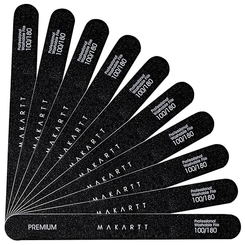 Makartt Nail File - 100/180 Grit Emery Boards for Nails, Professional Nail Files, 10pcs Double Sides Black Coarse Fingernail Filer for Acrylic Beauty & Personal Care Makartt
