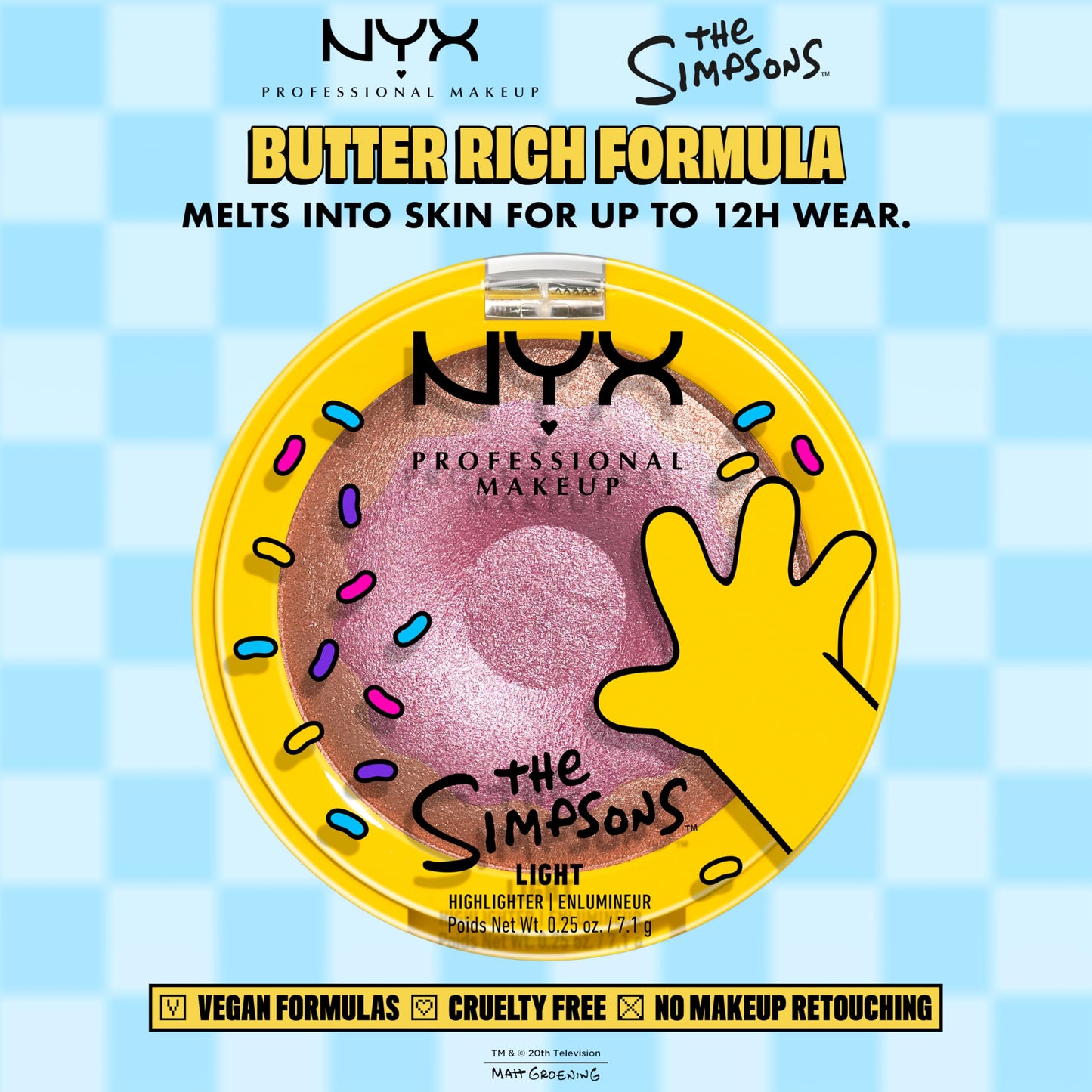 NYX PROFESSIONAL MAKEUP Homer Simpson Donut Highlighter Makeup, Frosted & Buttery Shimmer Powder Formula, The Simpsons Collaboration, Vegan Beauty & Personal Care NYX PROFESSIONAL MAKEUP