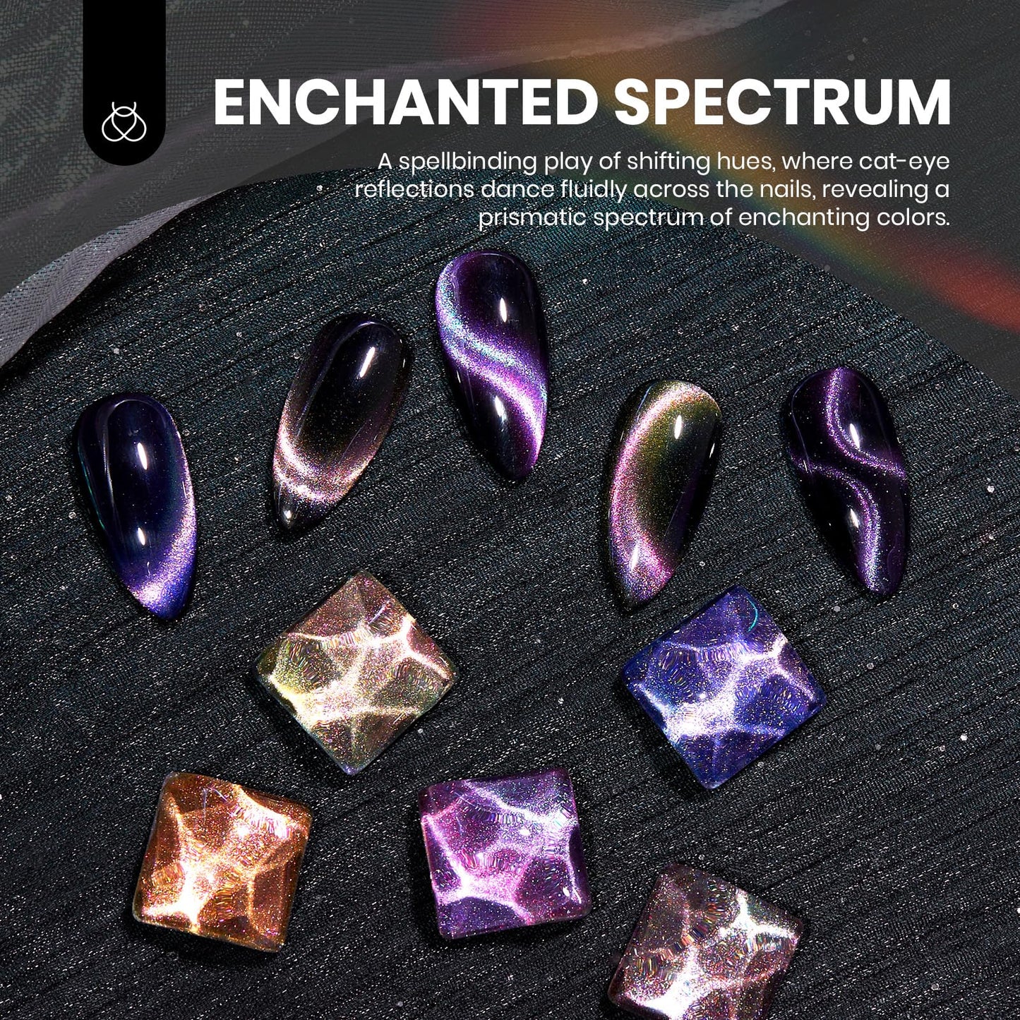 Beetles Cat Eye Gel Nail Polish Set - 6 Colors Chameleon Cat Eye Black Glitter Blue Pueple Gold Green Gel Polish with Magnet Soak Off UV Velvet Gel Beauty and Personal Care beetles Gel Polish