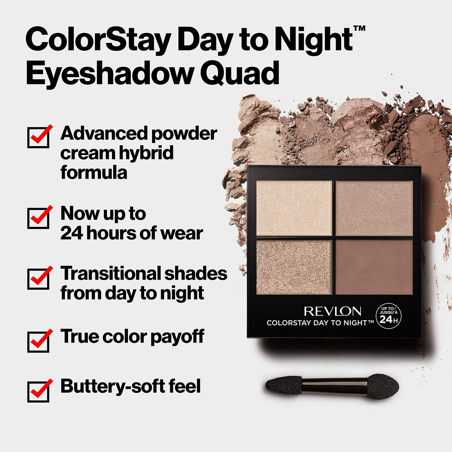REVLON ColorStay Day to Night Eyeshadow Quad, Longwear Shadow Palette with Transitional Shades and Buttery Soft Feel, Crease & Smudge Proof, 580 Beauty & Personal Care REVLON