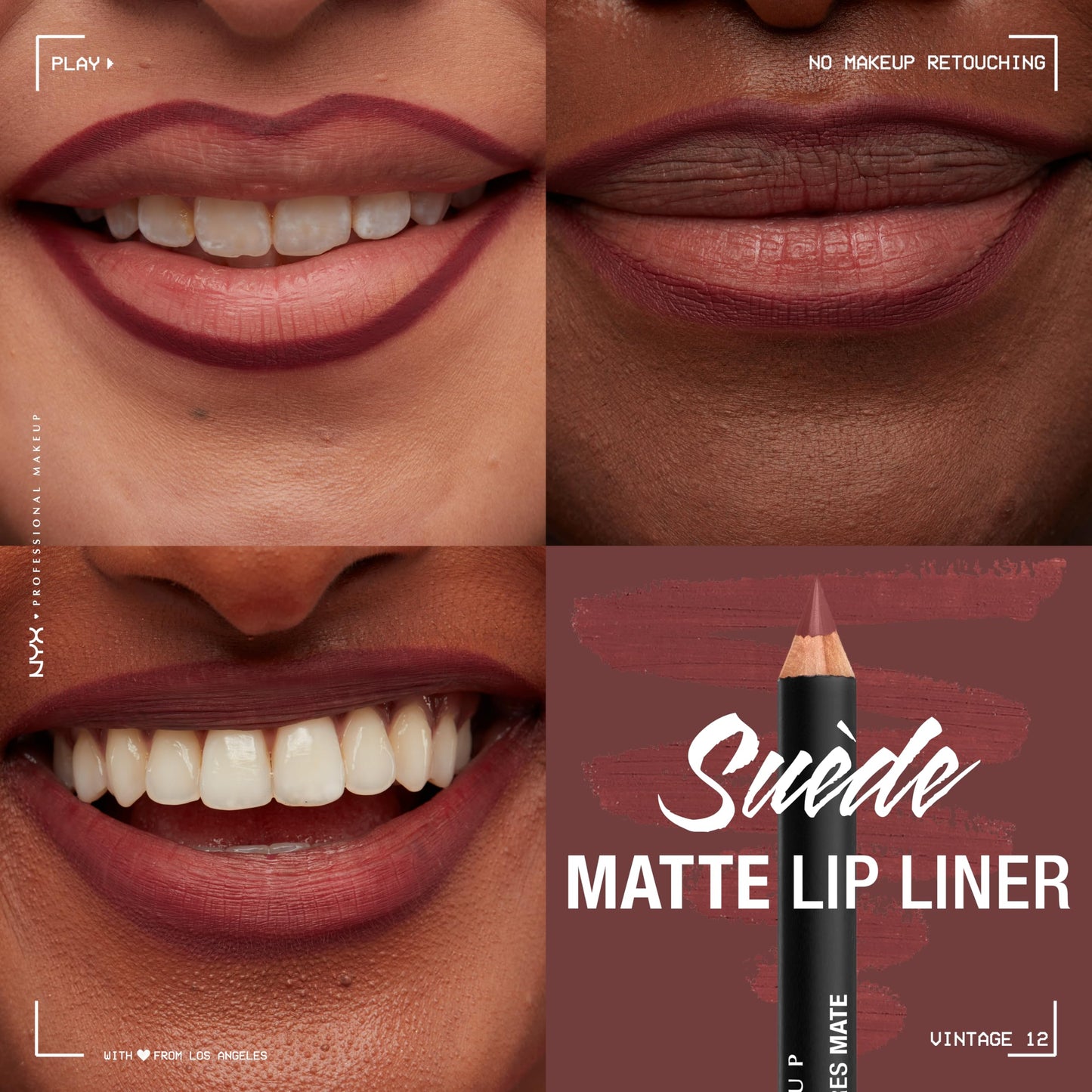 NYX PROFESSIONAL MAKEUP Suede Matte Lip Liner, Velvety-Smooth, Long-Lasting Formula For A Defined Lip Makeup Look - Vintage (Red) Beauty & Personal Care NYX PROFESSIONAL MAKEUP