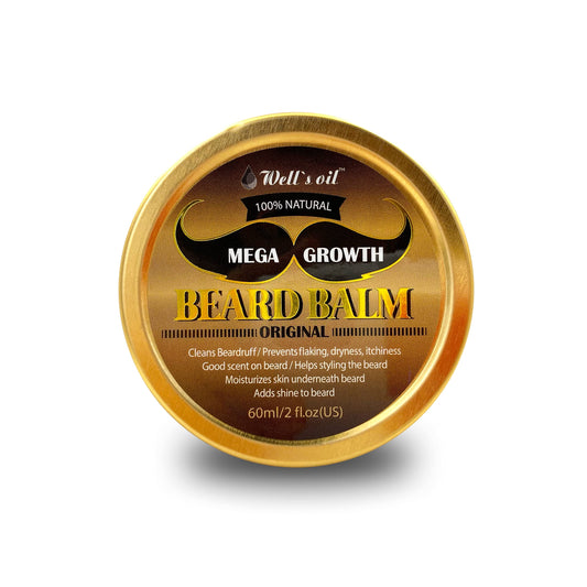 Well's Oil Mega Growth Beard Balm (Original) | 2 fl oz | Beard Styling & Conditioning Balm | With Natural Oils Beauty & Personal Care Well's Oil