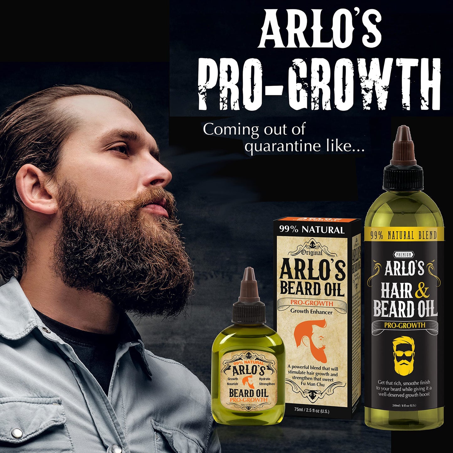 Arlo's Pro-Growth Hair and Beard Oil 8 oz. - Hair Oil, Mustache Oil and Beard Oil Growth Beauty & Personal Care Arlo's
