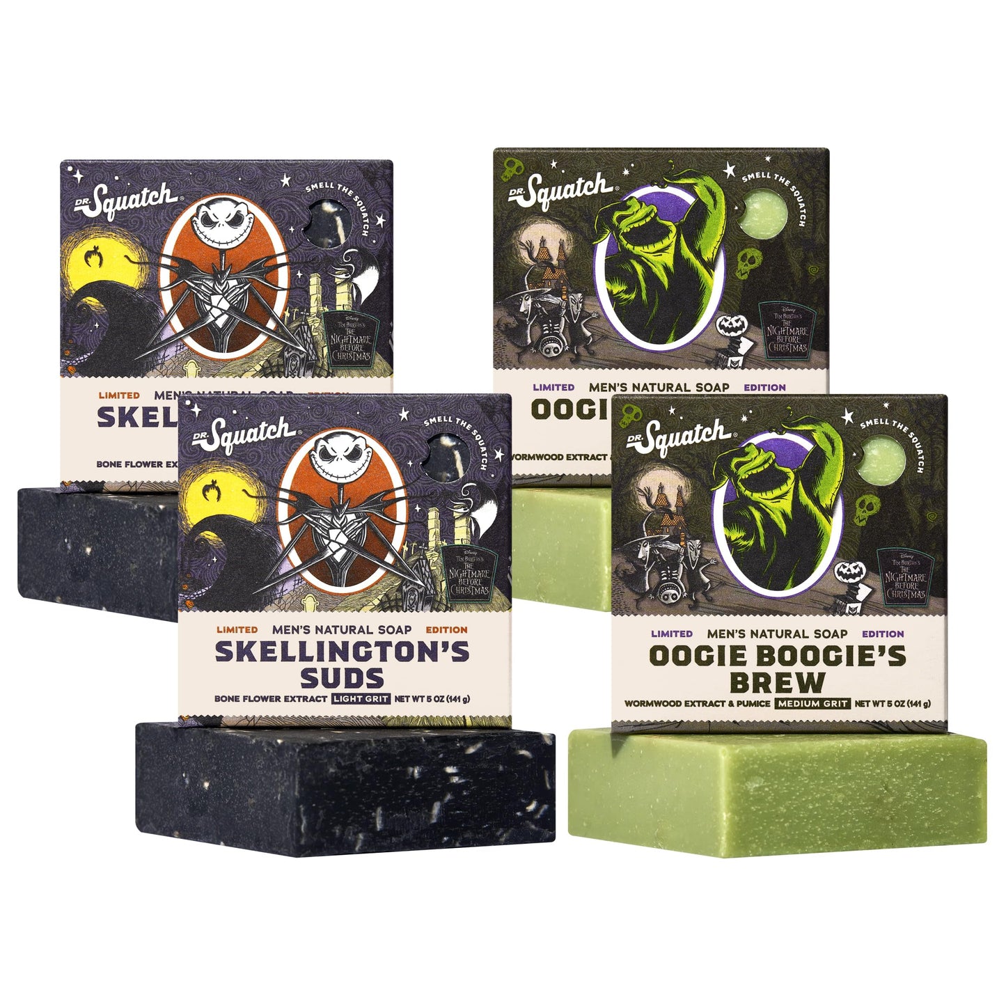 Dr. Squatch Nightmare Before Christmas Collection - Natural 4 Soap Gift Set - Cold Process Soap with No Harsh Chemicals - Skellington Suds, Oogie Beauty & Personal Care Dr. Squatch