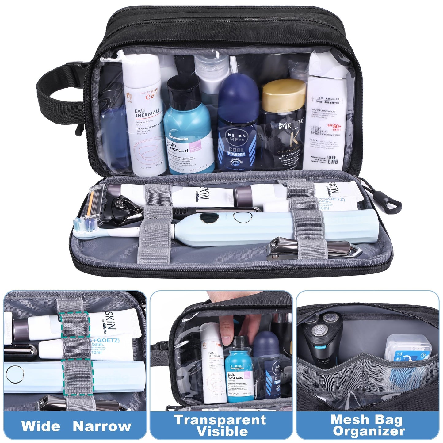 HILOMON Men's Toiletry Bag, Tactical Inspired Hygiene Shaving Bath Shower Grooming Toiletries Bag for Men Water-resistant Dop Kits for Travel Beauty and Personal Care HILOMON