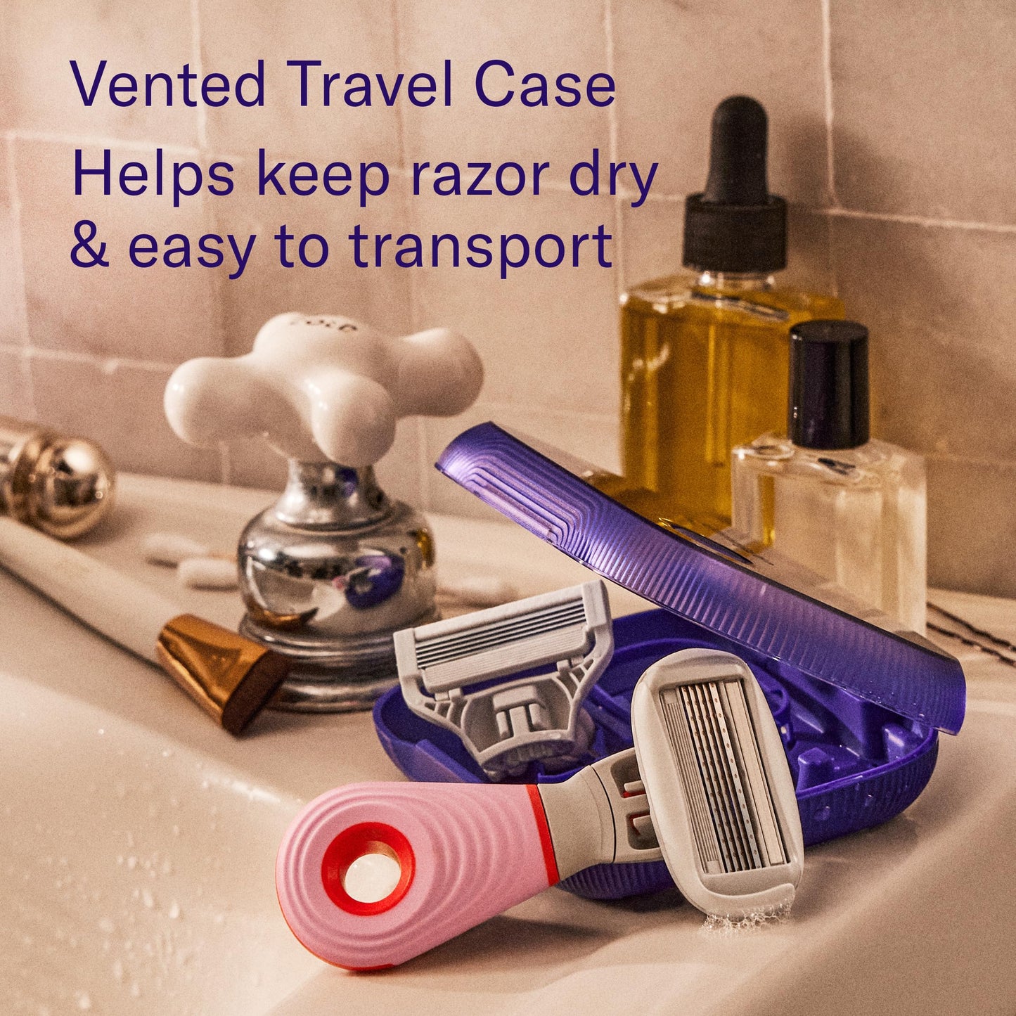 Flamingo Travel Razor Kit for Women - Body & Pubic Razor - Mini Handle, 2 Blade Refills, 1 Travel Size Foaming Shave Gel & Vented Case - TSA Approved Beauty and Personal Care Flamingo