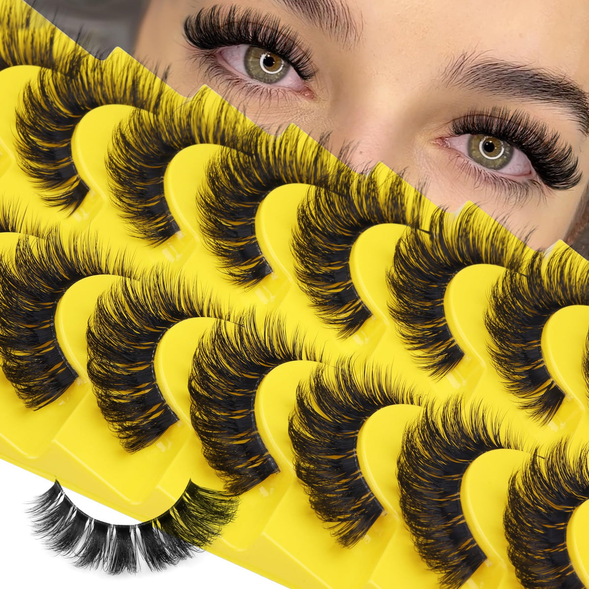 ALICE Cat Eye Lashes Russian Strip Lashes False Eyelashes Clear Band Eyelashes Dramatic Faux Mink Lashes 8 Pairs Beauty & Personal Care ALICE