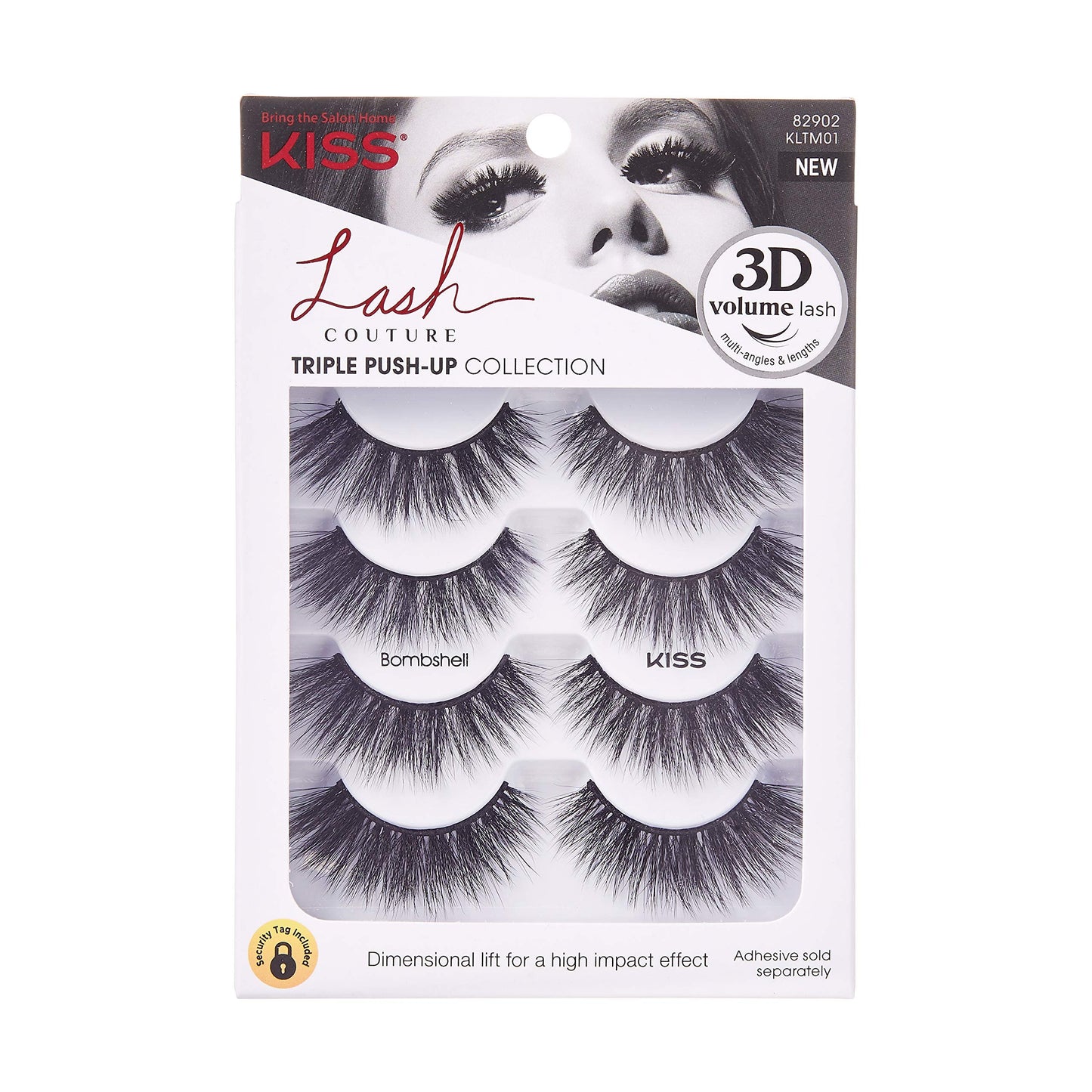 KISS Triple Push-Up, False Eyelashes, 'Bombshell', 14mm, Includes 4 Pairs Of Lashes, Easy to Apply, Reusable Lash Clusters Beauty & Personal Care Kiss