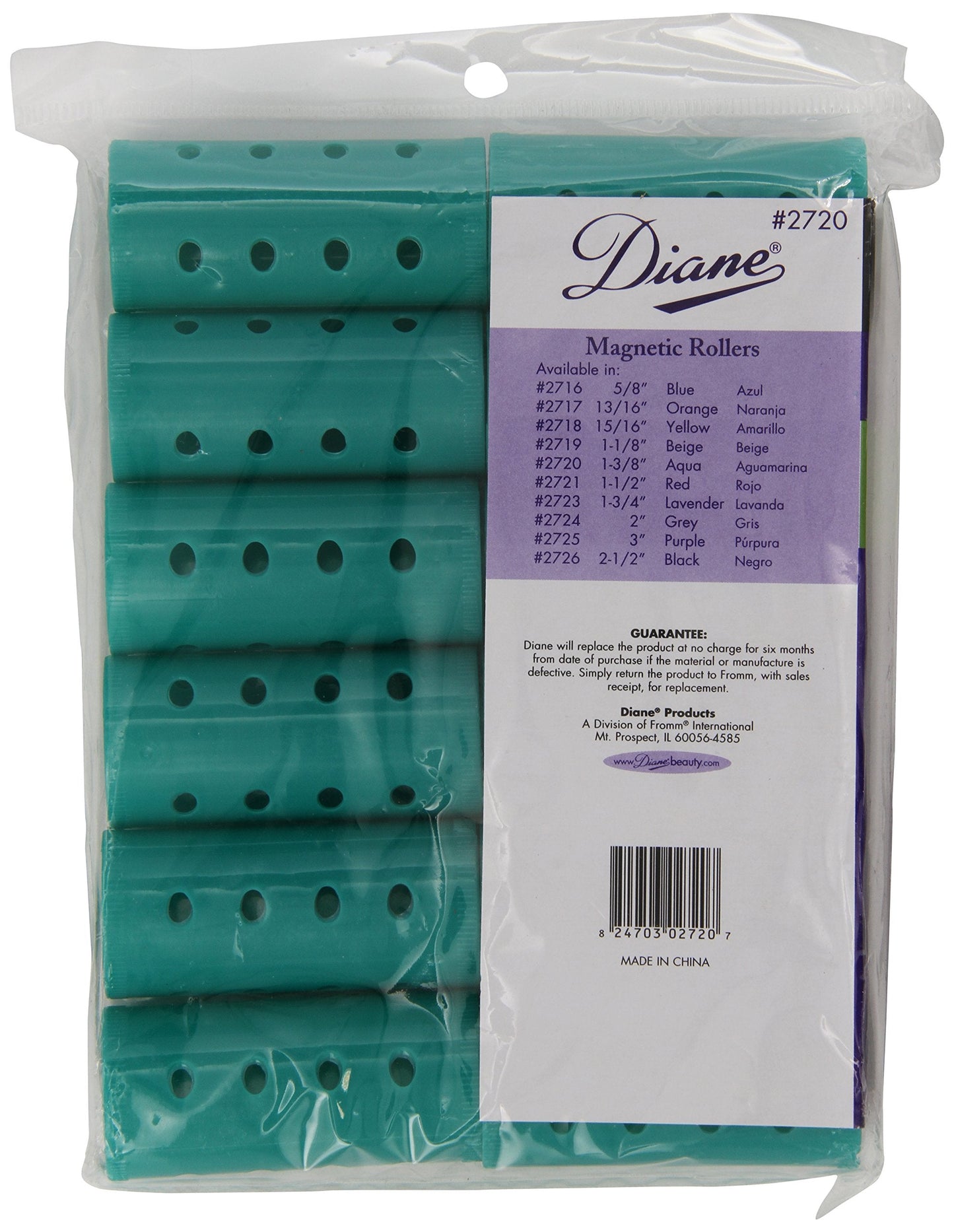 Diane Magnetic Hair Rollers, Aqua, 1 3/8 Inch Beauty & Personal Care Diane