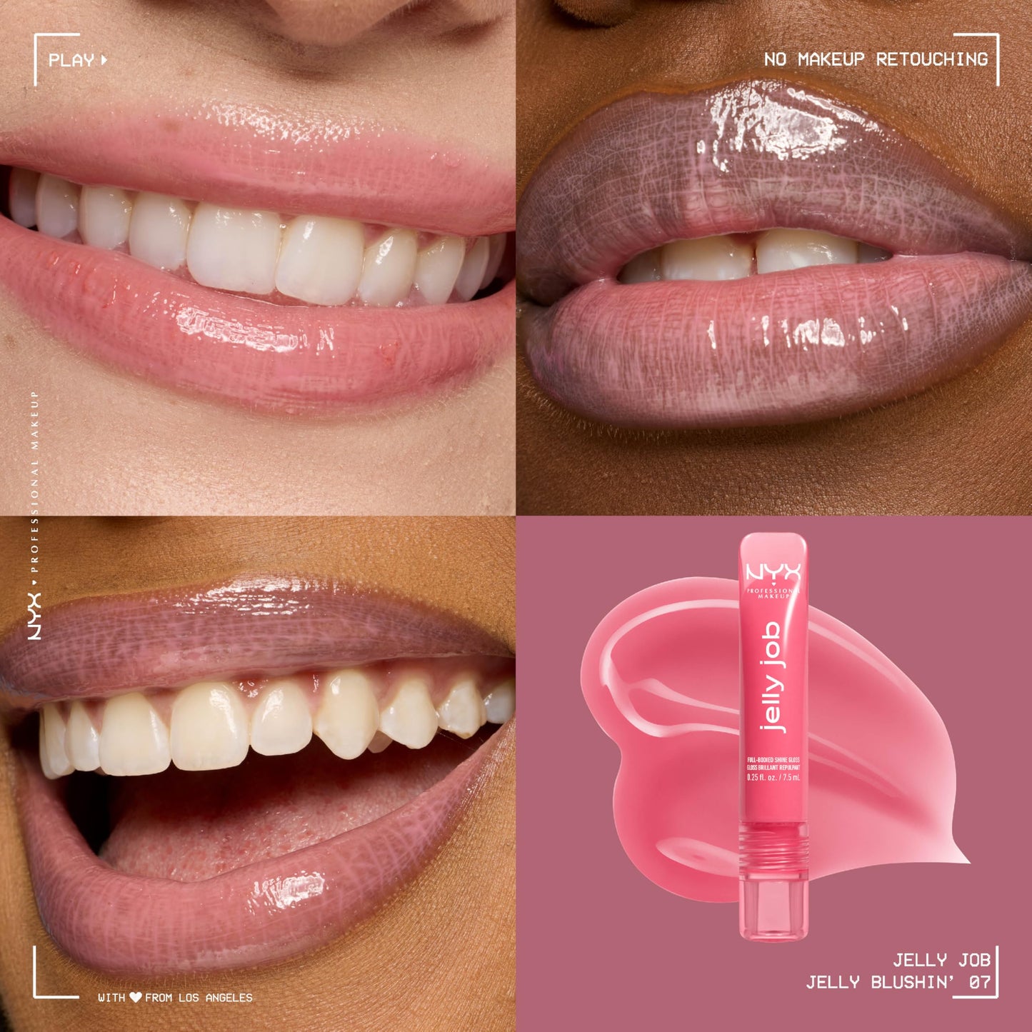 NYX PROFESSIONAL MAKEUP Jelly Job Lip Gloss, Lip Tint Gloss with Full-Bodied, Smoothing, and Hyper-Glossy Shine - Jelly Blushin' (Pale Pink) Beauty & Personal Care NYX PROFESSIONAL MAKEUP