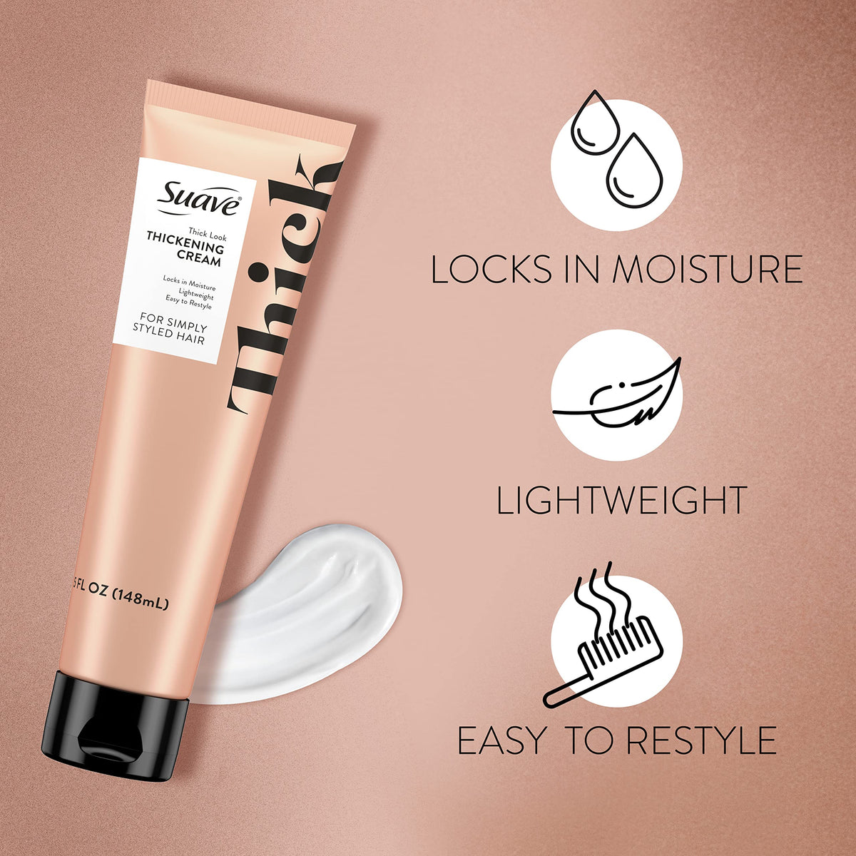 Suave Simply Styled For Thick-looking Hair Thickening Hair Cream, Heat Protectant and Styling Cream 5 oz Beauty & Personal Care Suave