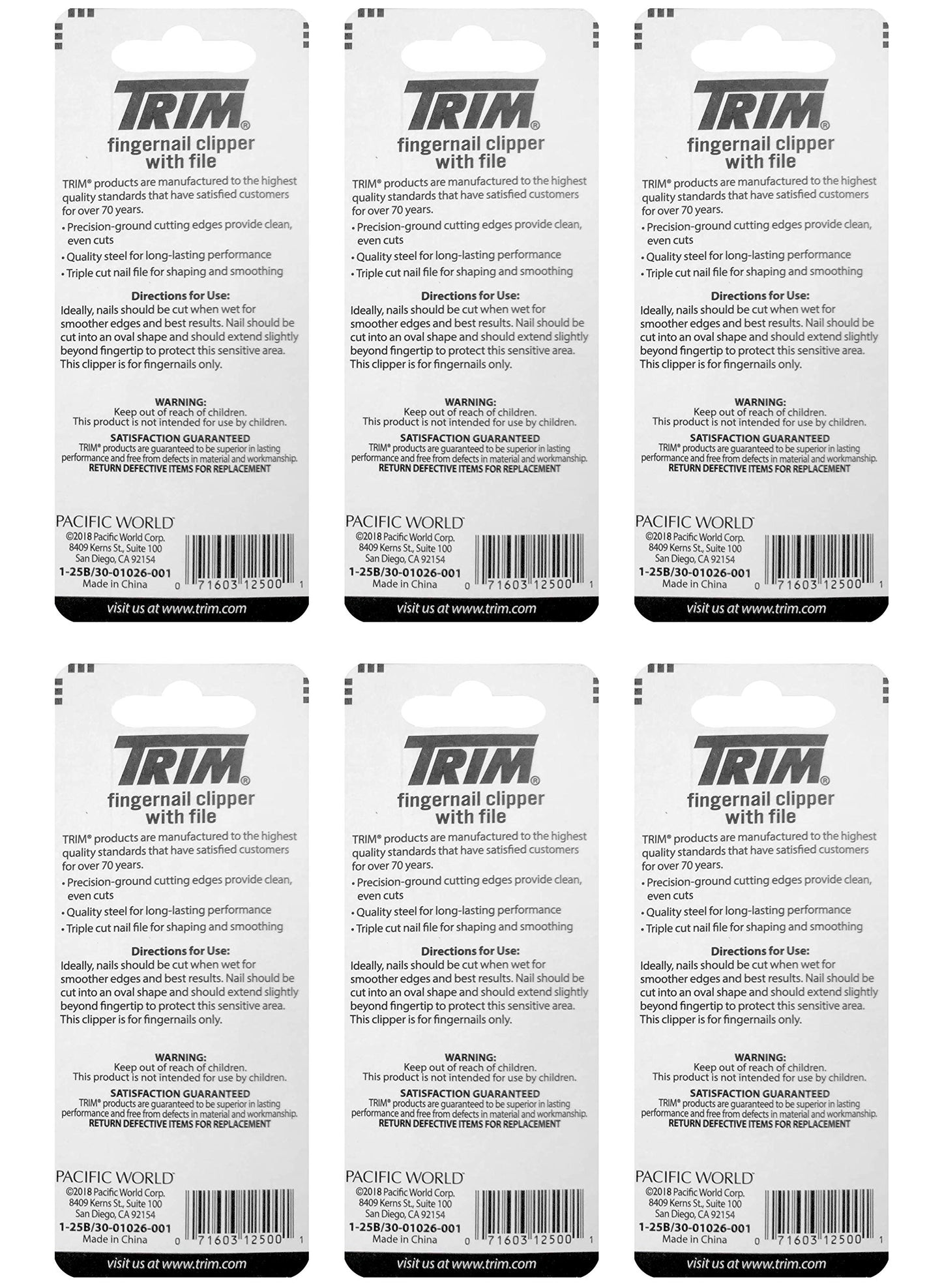 Trim Nailcare Fingernail Steel Clipper with File, Item Number 12500 (Pack of 6) Beauty & Personal Care Trim