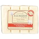 A LA MAISON Goat Milk Bar Soap - Triple French Milled Natural Moisturizing Hand Soap Bar (4 Bars of Soap, 3.5 oz) Beauty & Personal Care A LA MAISON