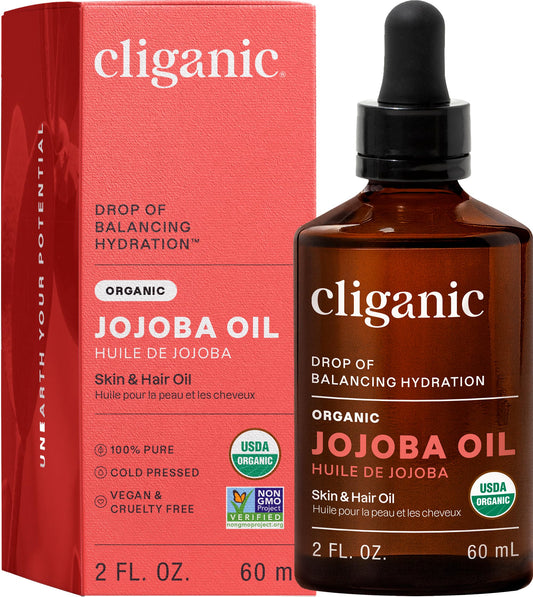 Cliganic Organic Jojoba Oil, 100% Pure (2oz) | Natural Cold Pressed Unrefined Hexane Free Oil for Hair & Face | Base Carrier Beauty and Personal Care Cliganic Default Title