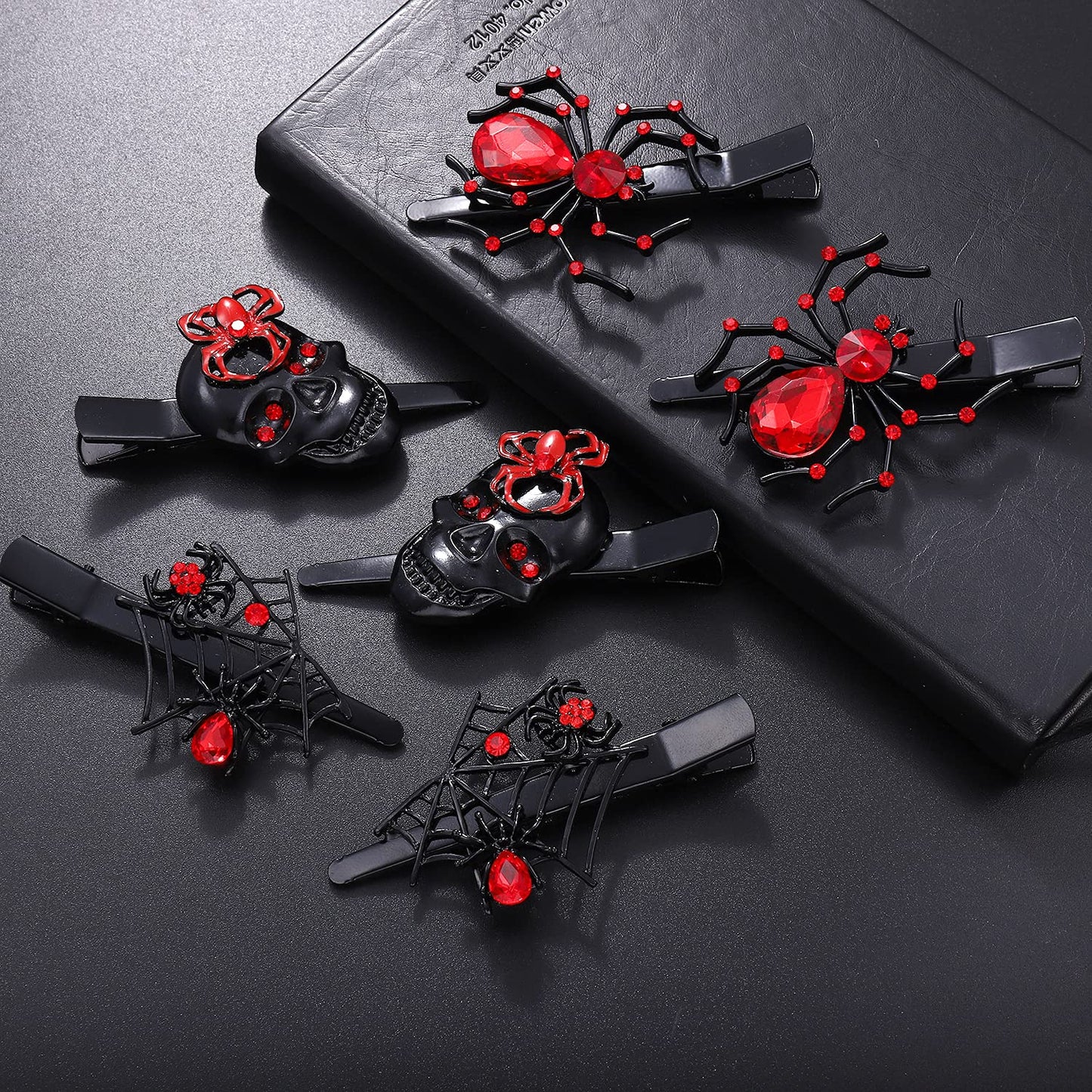 PHALIN Halloween Hair Clips Gothic Large Spider Web Skull Hair Clip for Women Spooky Alligator Duckbill Hair Pins Barrettes Halloween Hair Accessory Beauty & Personal Care PHALIN