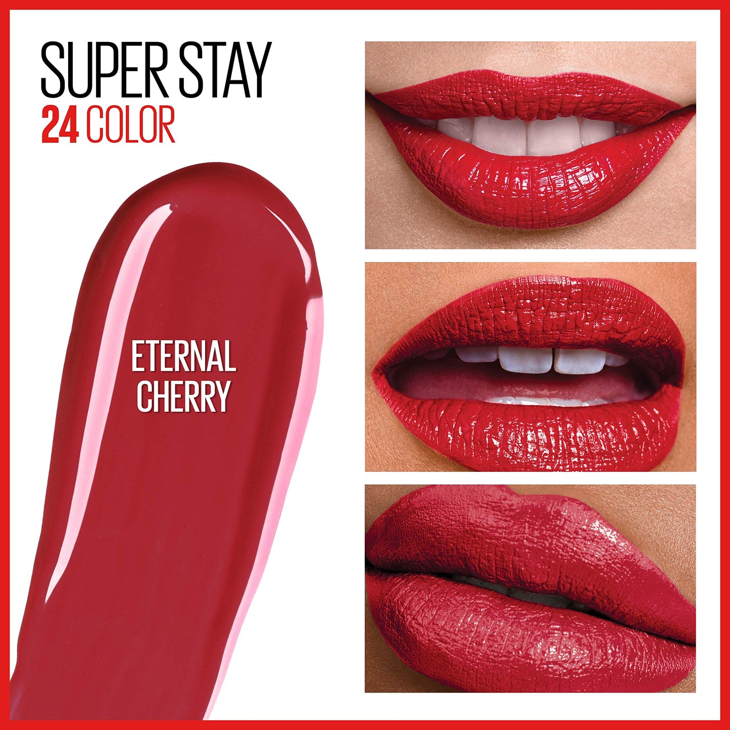 Maybelline Super Stay 24, 2-Step Liquid Lipstick Makeup, Long Lasting Highly Pigmented Color with Moisturizing Balm, Eternal Cherry, Cherry Red, 1 Beauty & Personal Care MAYBELLINE