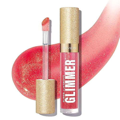 REVLON Super Lustrous Glimmer Gloss, Non-Sticky Lip Gloss, High-Shine Finish, Plant-Based Glitter, 007 Haute Honey, 0.13 fl oz Beauty & Personal Care REVLON