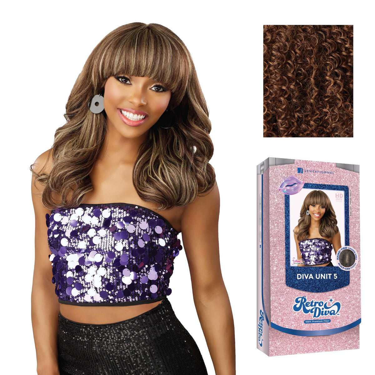 Sensationnel Glamora Lace Crown Wig-Retro Diva Unit 5, SPICESTRIPE