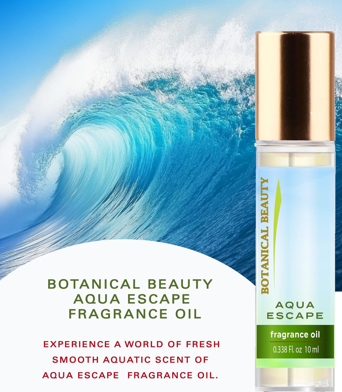 Botanical Beauty AQUA ESCAPE FRAGRANCE OIL ROLL-ON 0.169 Fl Oz 5 ml Rollerball Perfume, Long Lasting an luxury scent, blends of Ocean, Clean Water Beauty & Personal Care Botanical Beauty