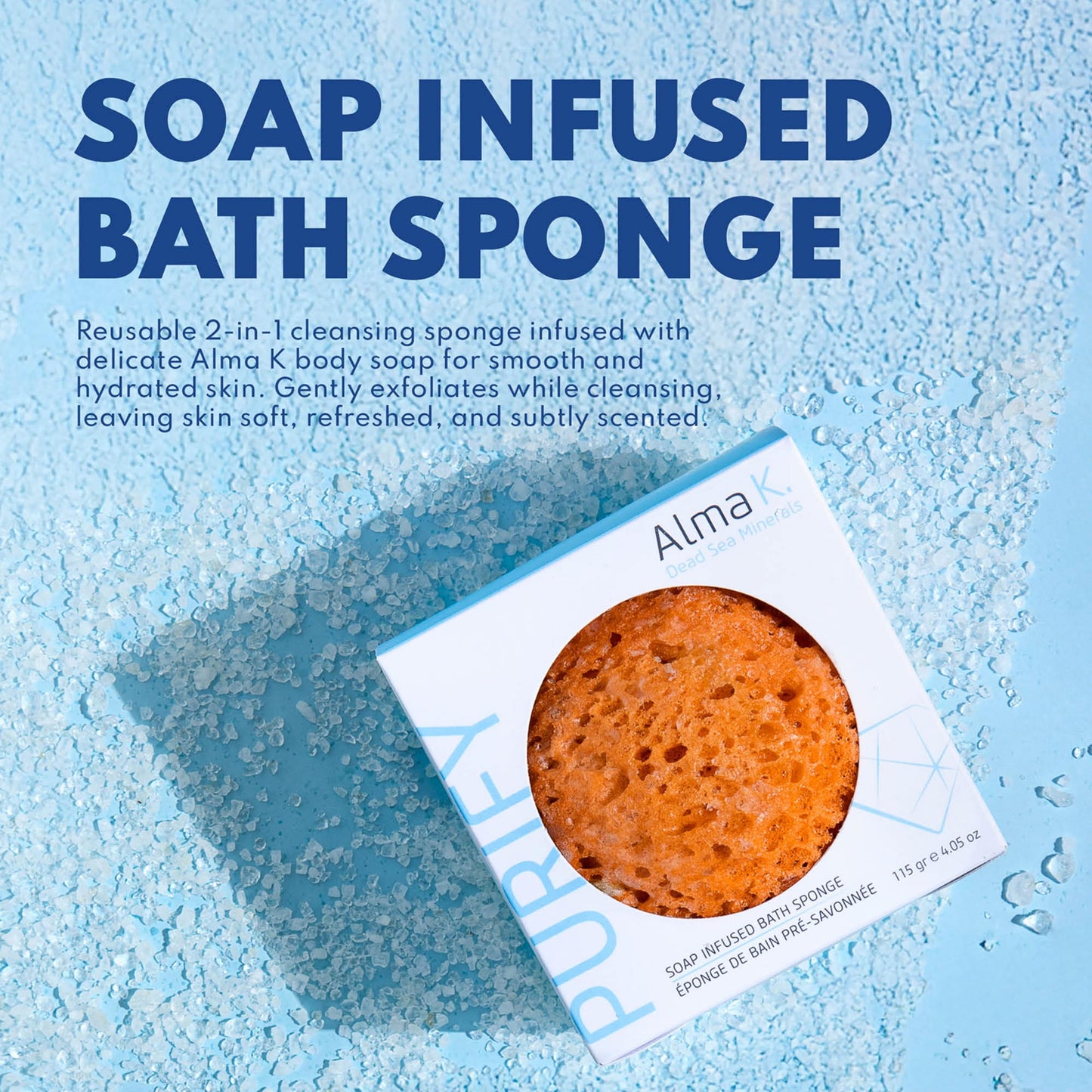 Alma K Soap Infused Bath Sponge - Bath & Shower Loofah for Women - Exfoliating Body Scrubber with Sweet Almond and Aloe Vera - White Tea and Neroli Beauty and Personal Care ALMA K