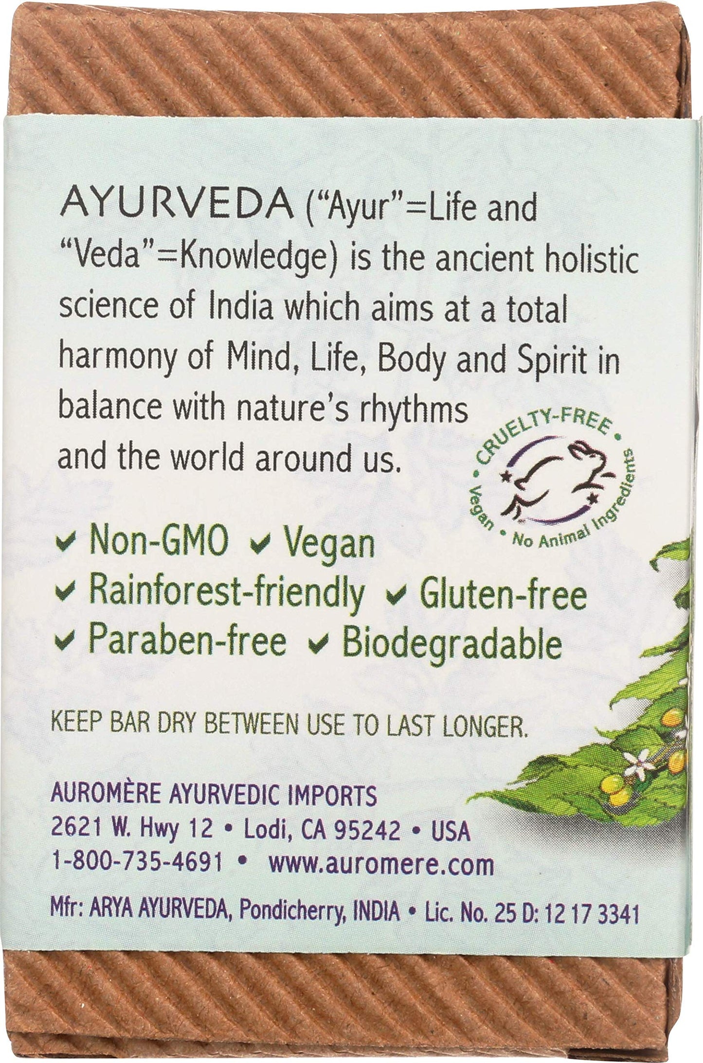 Auromere Ayurvedic Bar Soap, Tulsi Neem - Eco Friendly, Handmade, Vegan, Cruelty Free, Natural, Non GMO (2.75 oz), 2 pack Beauty & Personal Care Auromere