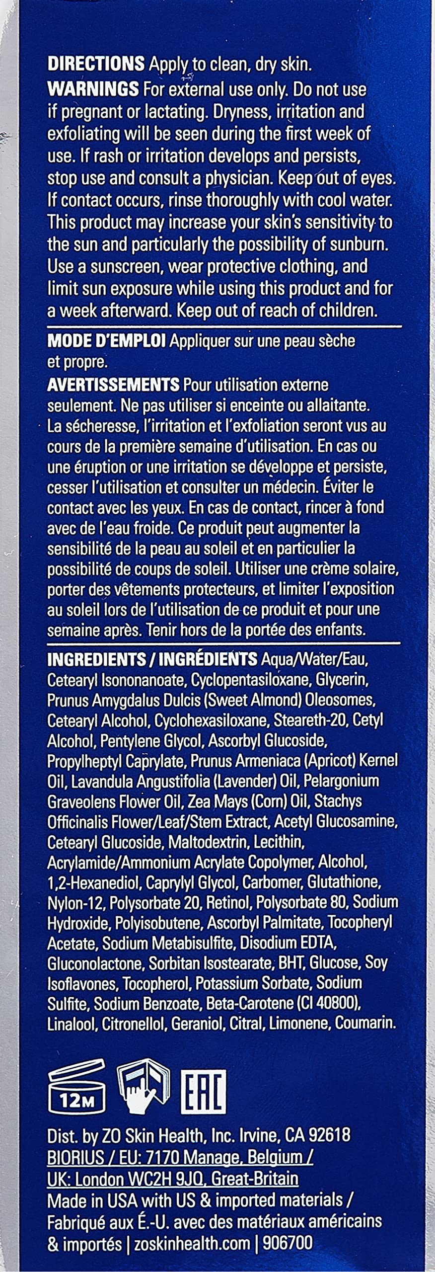 ZO SKIN HEALTH RETINOL SKIN BRIGHTENER 0.5% - 50 ML / 1.7 FL. OZ. U.S.,22230630 Beauty & Personal Care ZO SKIN HEALTH